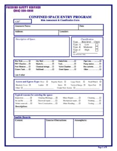 Confined Space Entry Risk Assessment Classification Form pdf