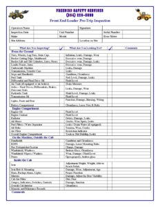 Front End Loader Pre Trip Inspection pdf