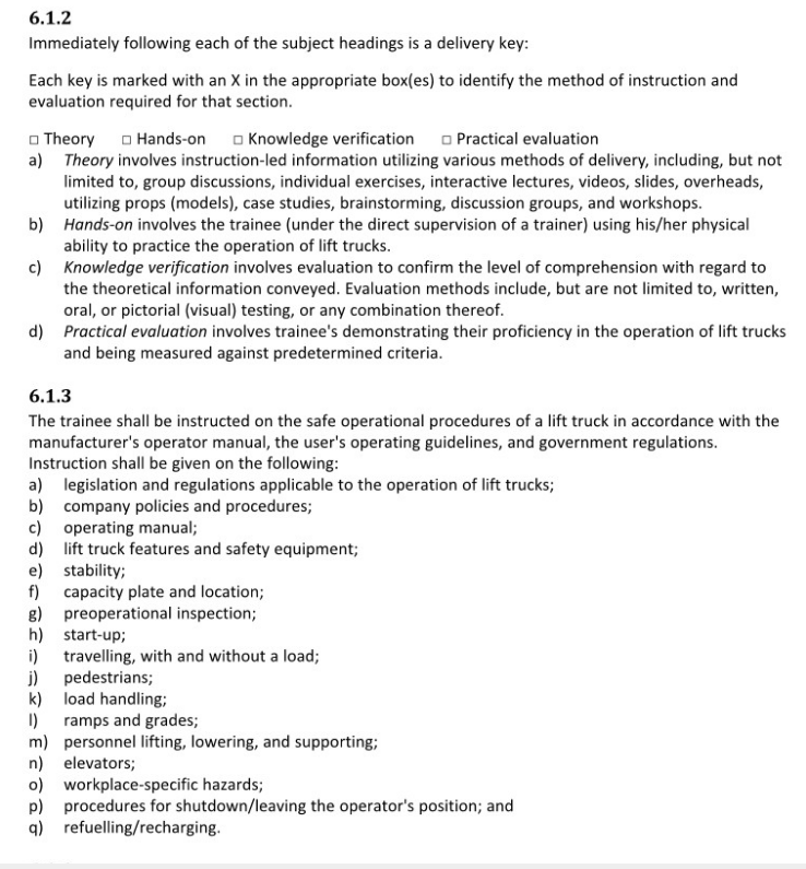 CSA 6.1.2 forklift training